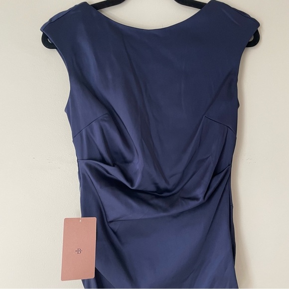 SOLD NWT BHLDN Mireya Navy Blue Ruched Sheath Dress Bridesmaid Formal Event Sz 6 - Picture 7 of 13